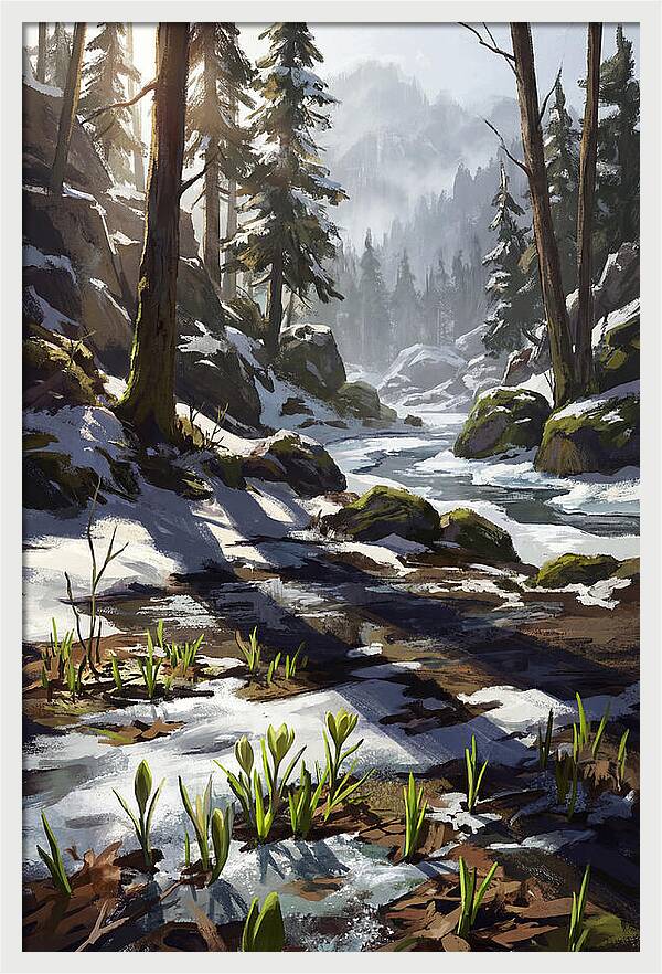 Spring Snow Melt Revealing First Green