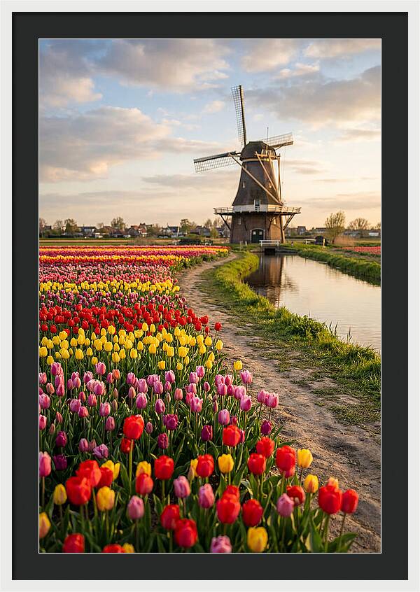 Spring Tulips By The Windmill