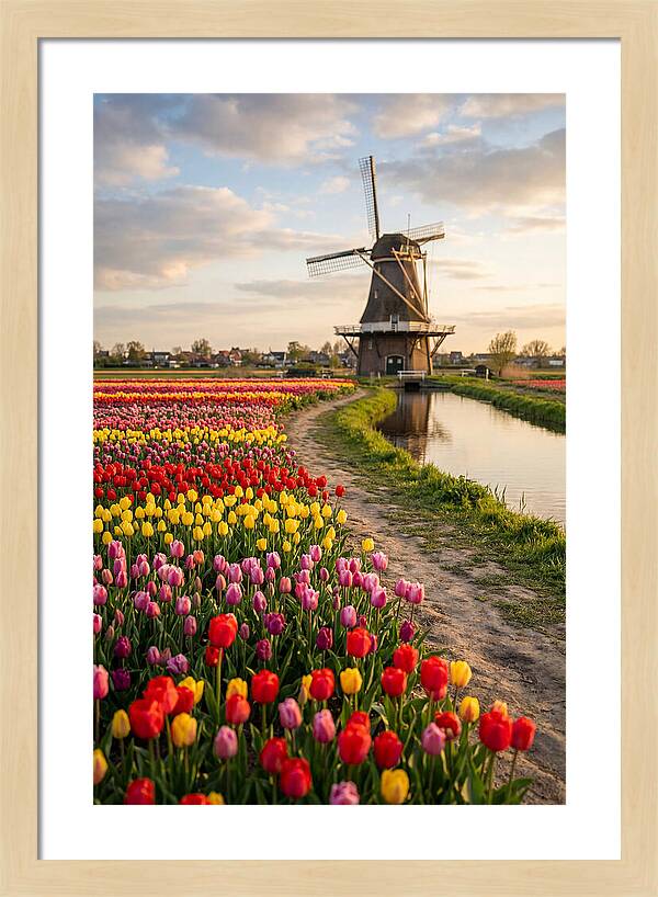 Spring Tulips By The Windmill
