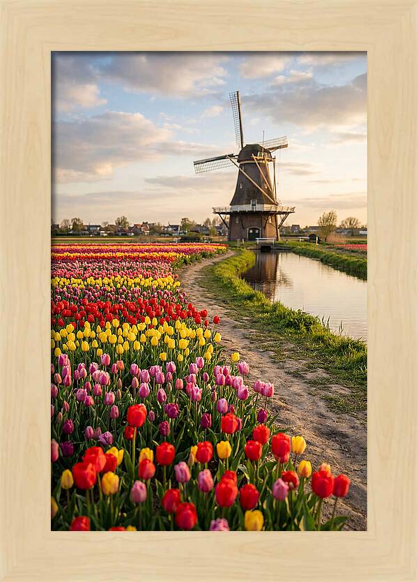 Spring Tulips By The Windmill