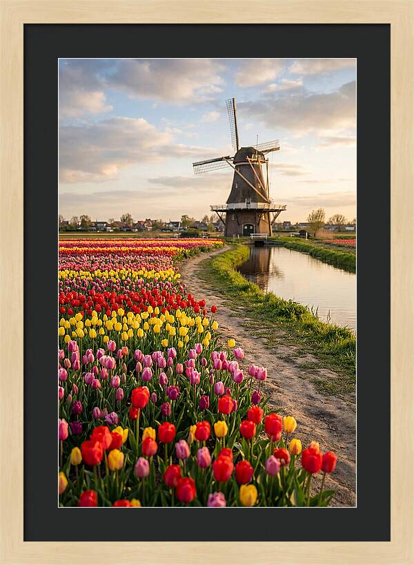 Spring Tulips By The Windmill