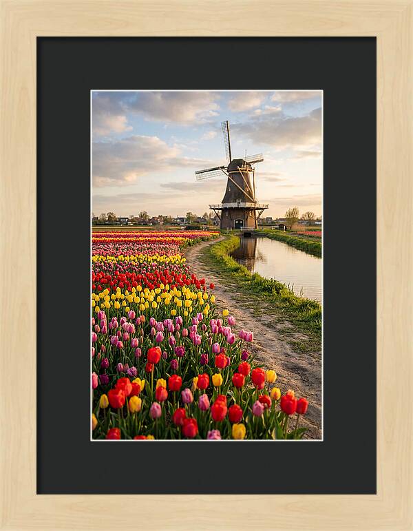 Spring Tulips By The Windmill