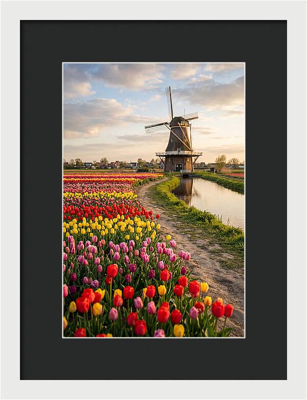 Spring Tulips By The Windmill