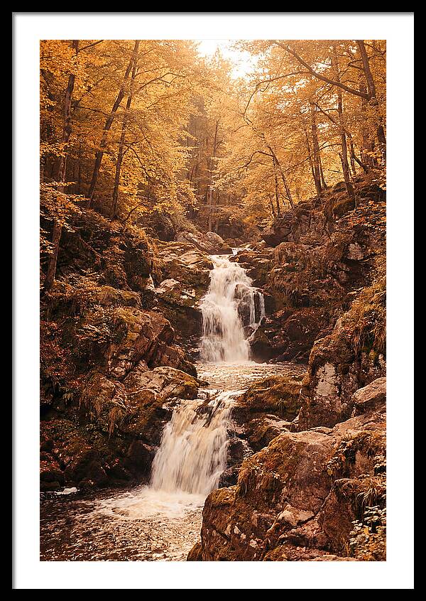 Spring Waterfall Flowing Through Autumn