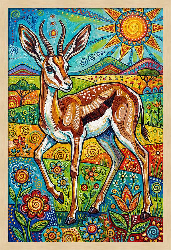 Springbok In Vibrant Landscape