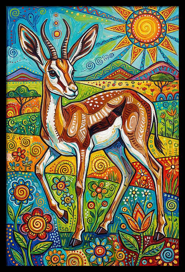 Springbok In Vibrant Landscape