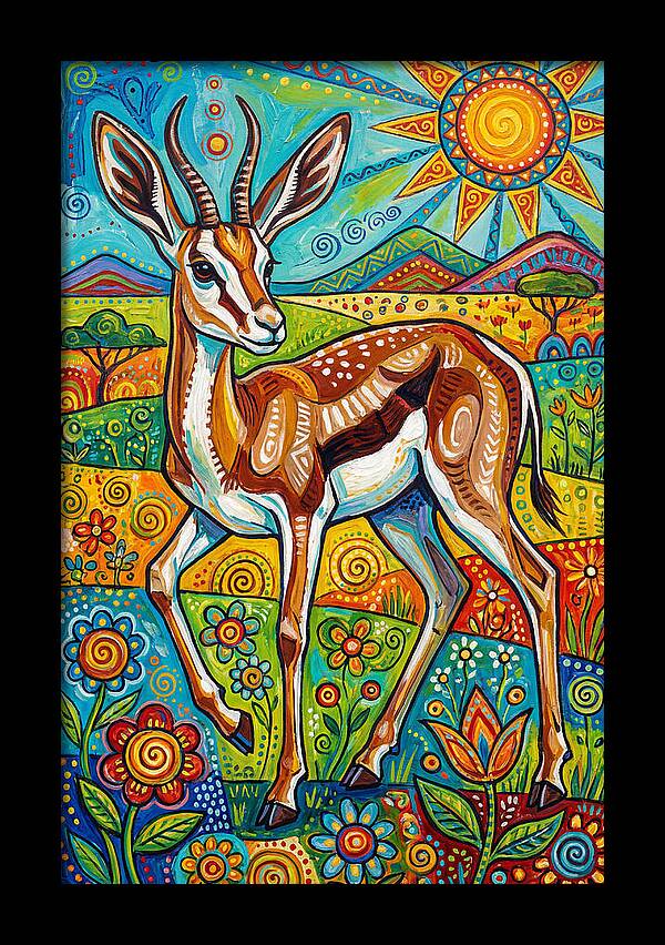 Springbok In Vibrant Landscape