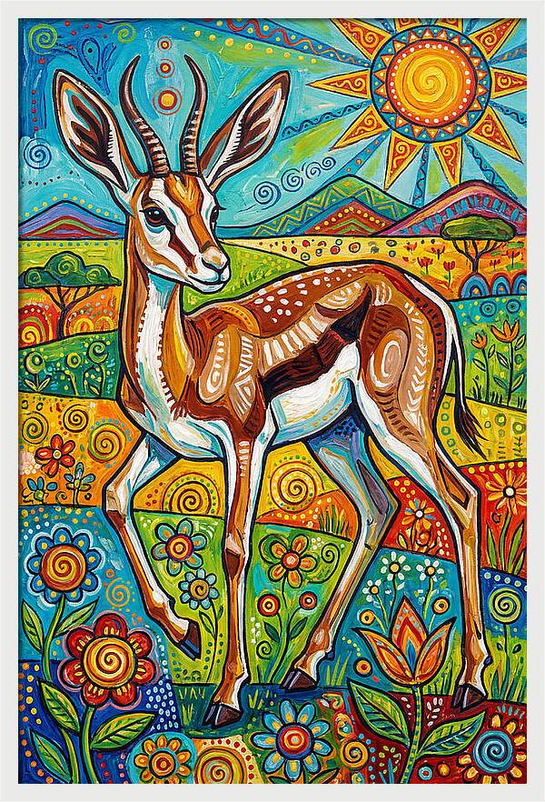 Springbok In Vibrant Landscape