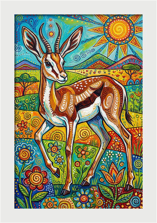 Springbok In Vibrant Landscape