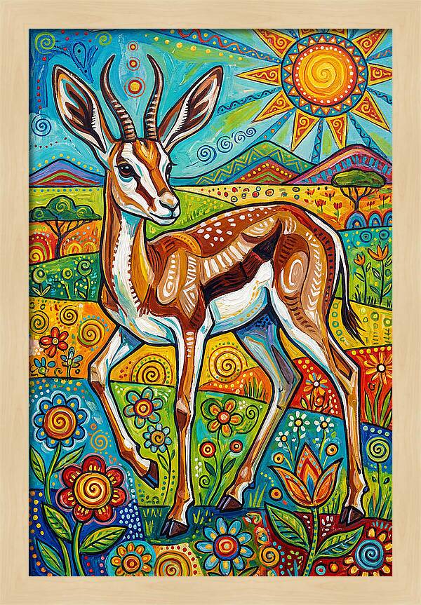 Springbok In Vibrant Landscape