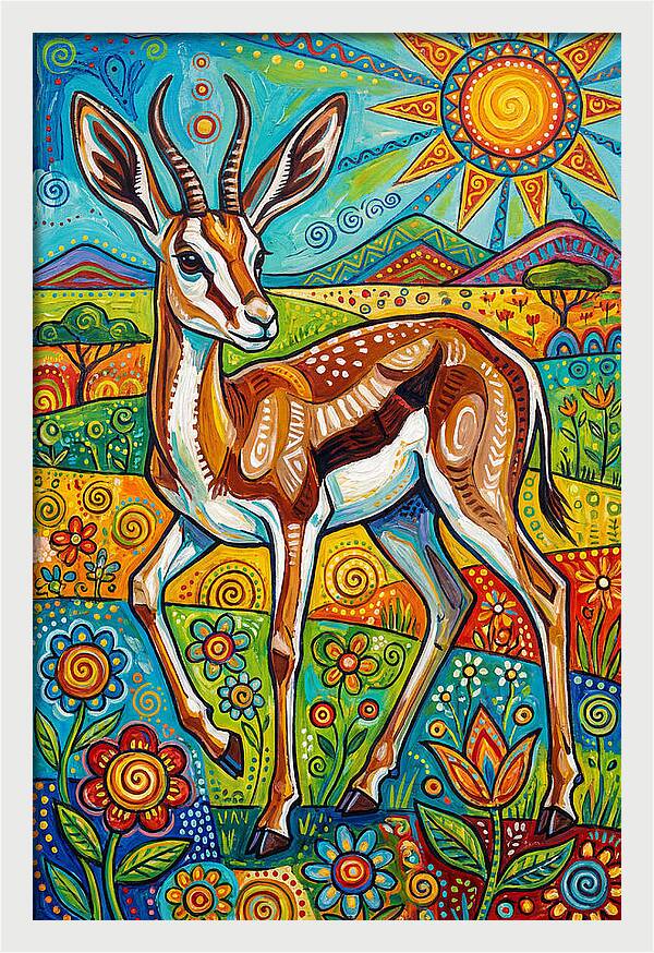 Springbok In Vibrant Landscape