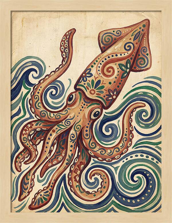 Squid Folk In Vibrant Waves