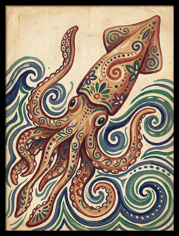 Squid Folk In Vibrant Waves