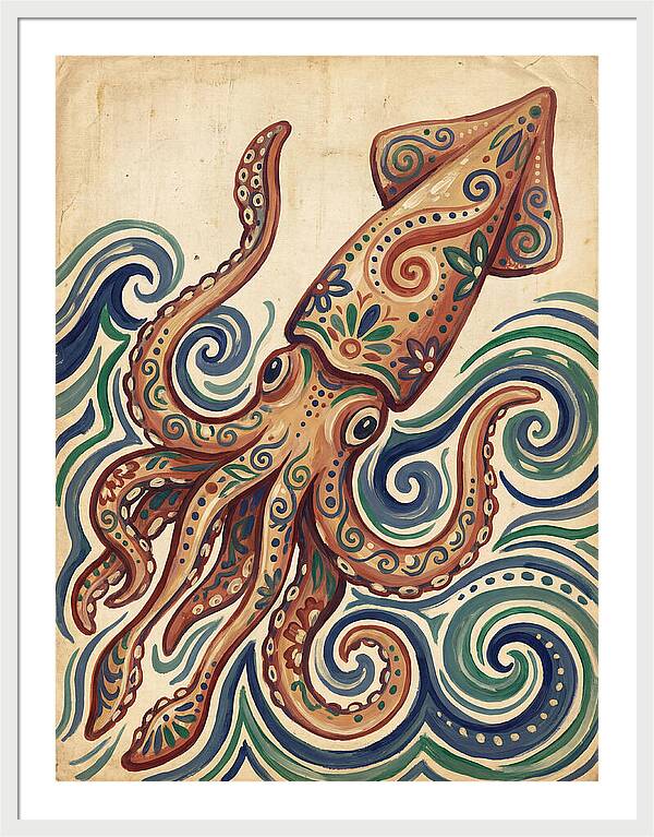 Squid Folk In Vibrant Waves