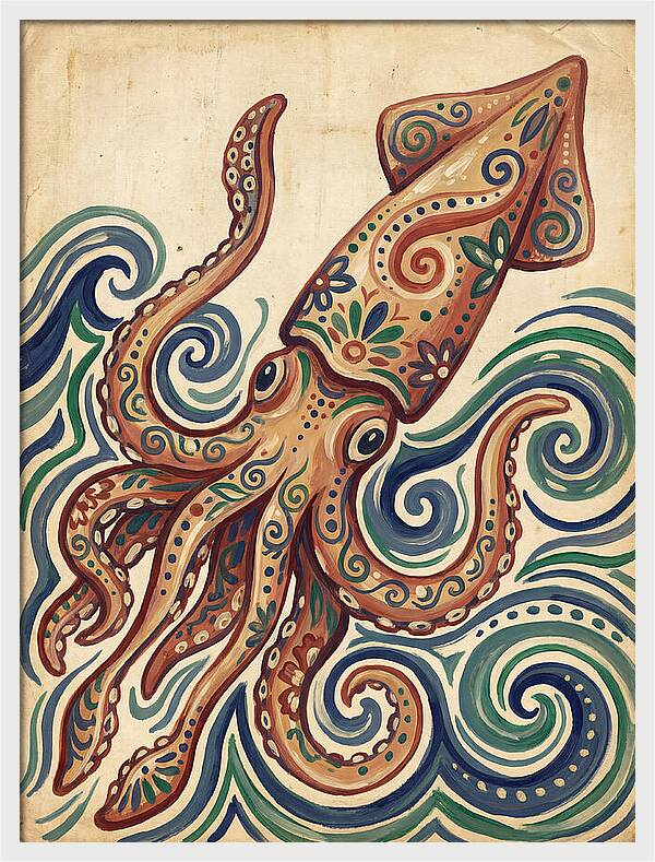 Squid Folk In Vibrant Waves