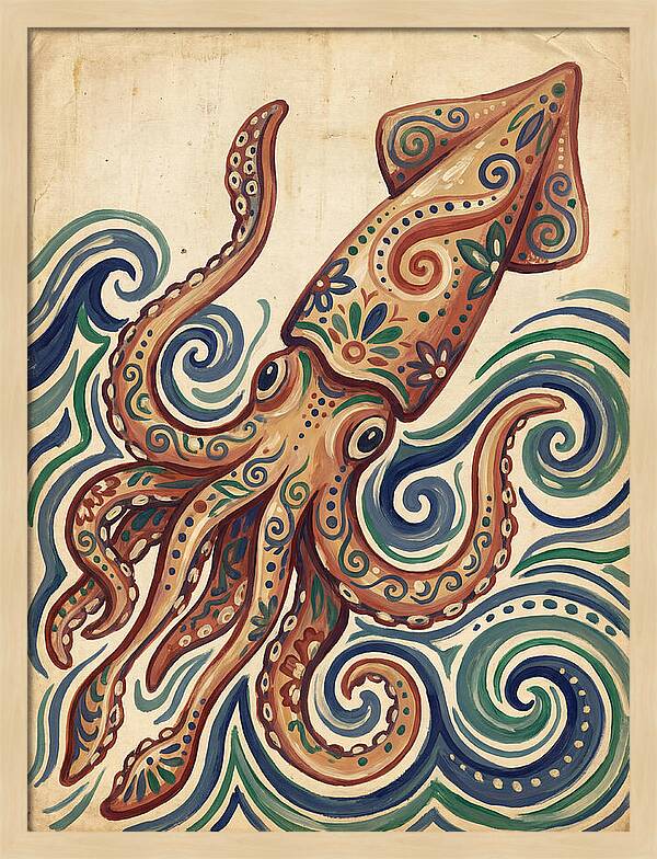 Squid Folk In Vibrant Waves
