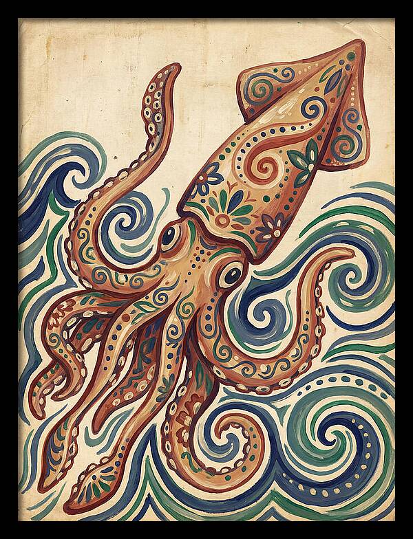 Squid Folk In Vibrant Waves