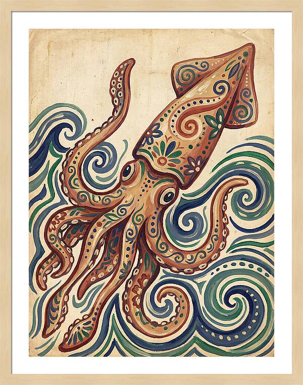 Squid Folk In Vibrant Waves