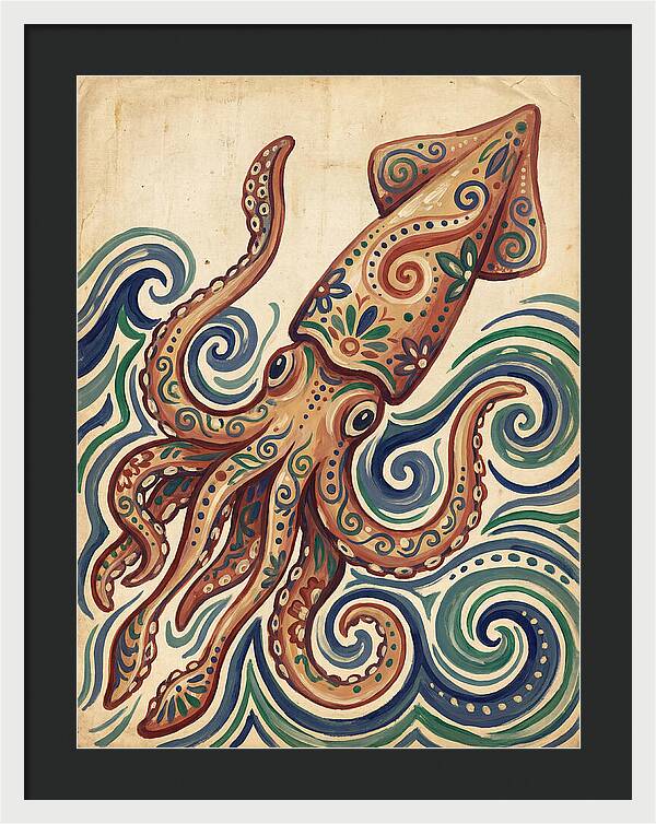 Squid Folk In Vibrant Waves