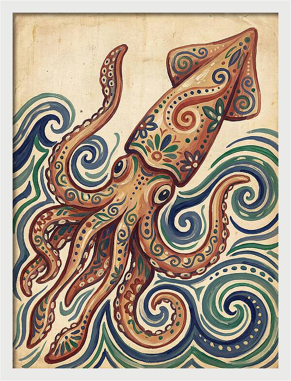 Squid Folk In Vibrant Waves