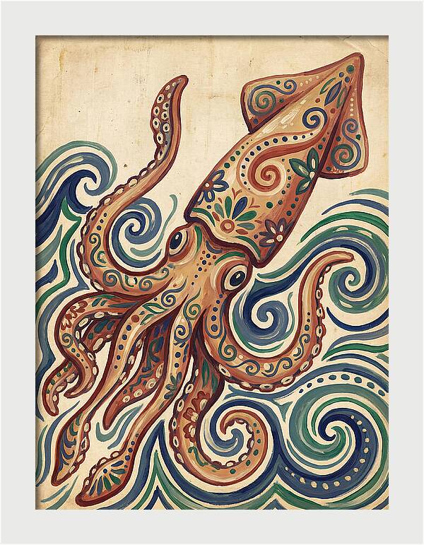 Squid Folk In Vibrant Waves