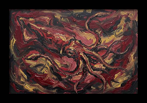Squid In Fiery Motion