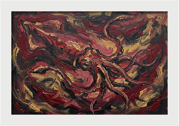 Squid In Fiery Motion