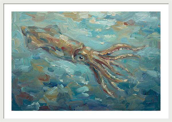 Squid Swimming In Ocean Depths