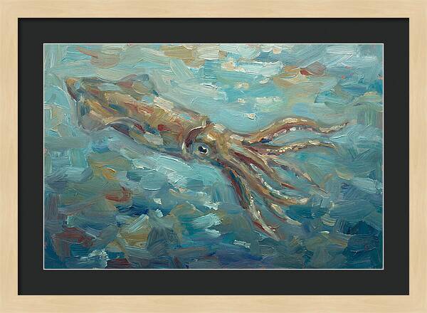 Squid Swimming In Ocean Depths