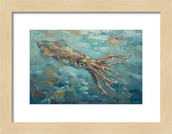 Squid Swimming In Ocean Depths