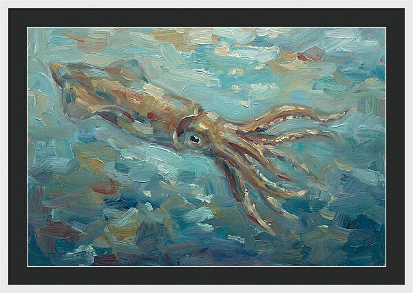 Squid Swimming In Ocean Depths