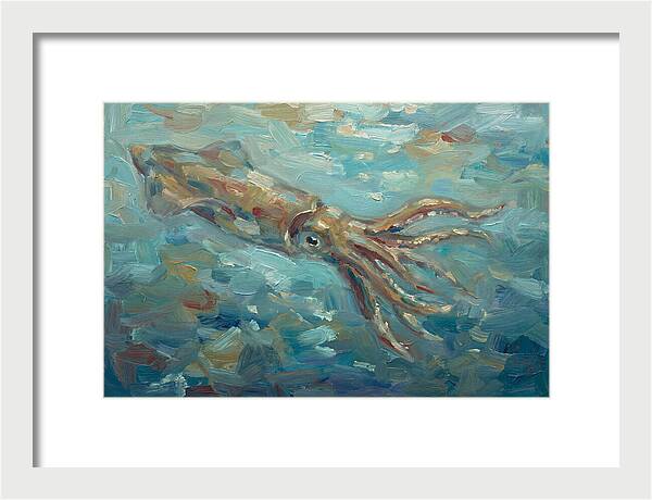 Squid Swimming In Ocean Depths