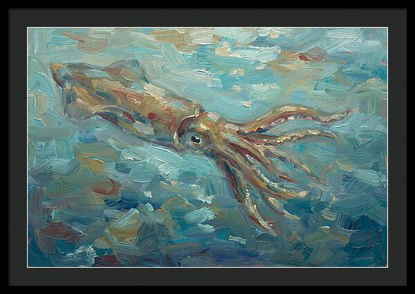Squid Swimming In Ocean Depths