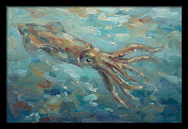 Squid Swimming In Ocean Depths