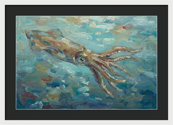 Squid Swimming In Ocean Depths