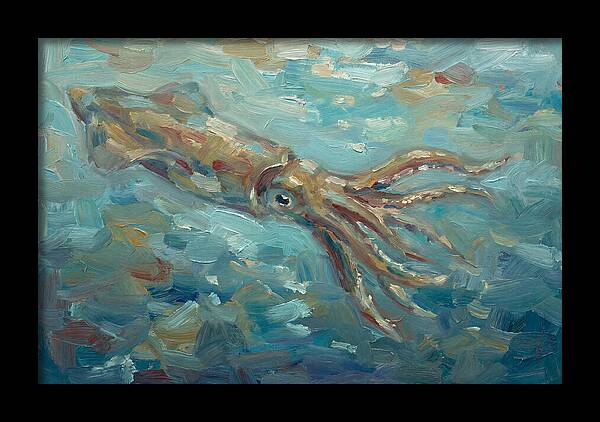 Squid Swimming In Ocean Depths
