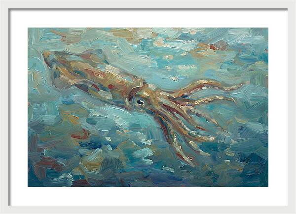 Squid Swimming In Ocean Depths