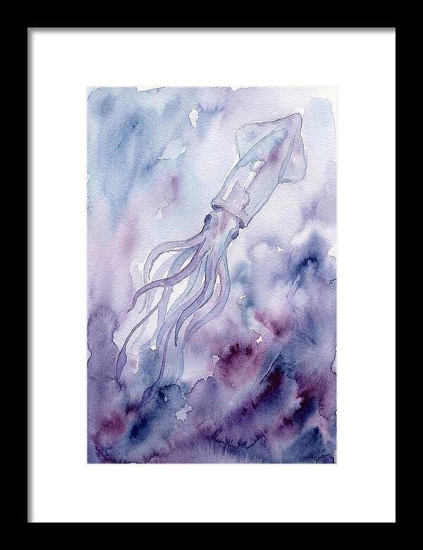 Squid Swimming Through Watercolors