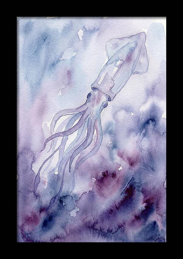 Squid Swimming Through Watercolors
