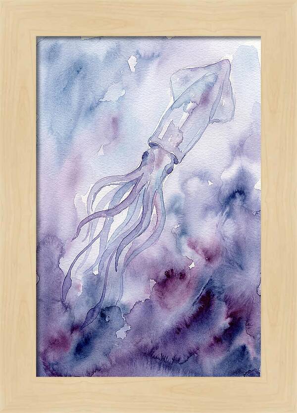 Squid Swimming Through Watercolors