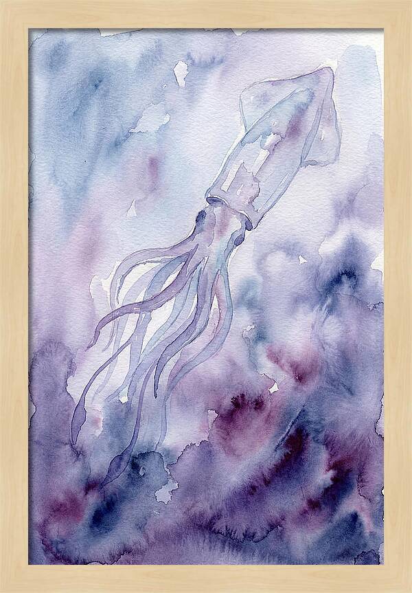 Squid Swimming Through Watercolors
