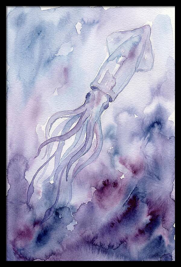 Squid Swimming Through Watercolors