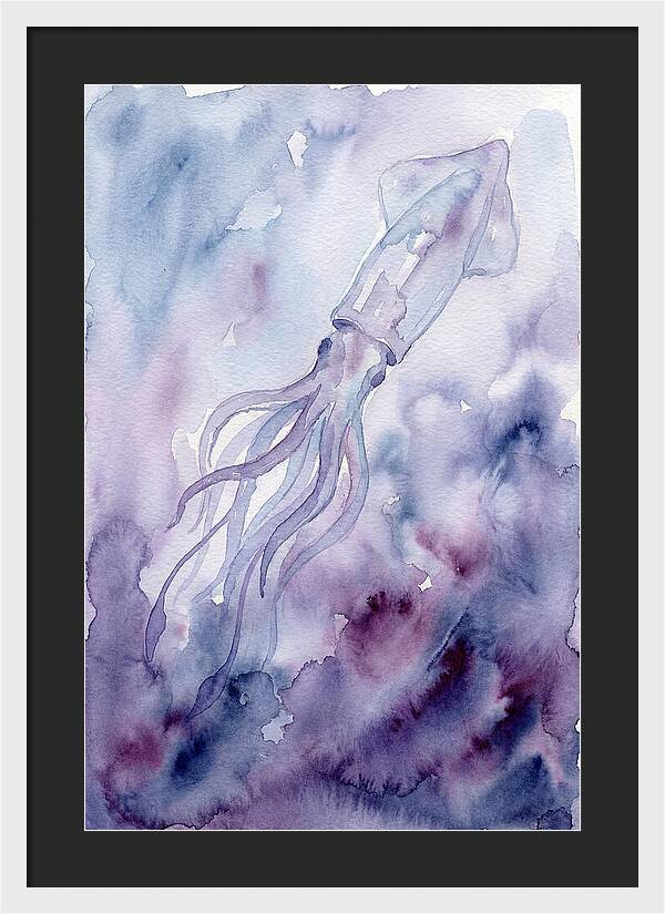 Squid Swimming Through Watercolors