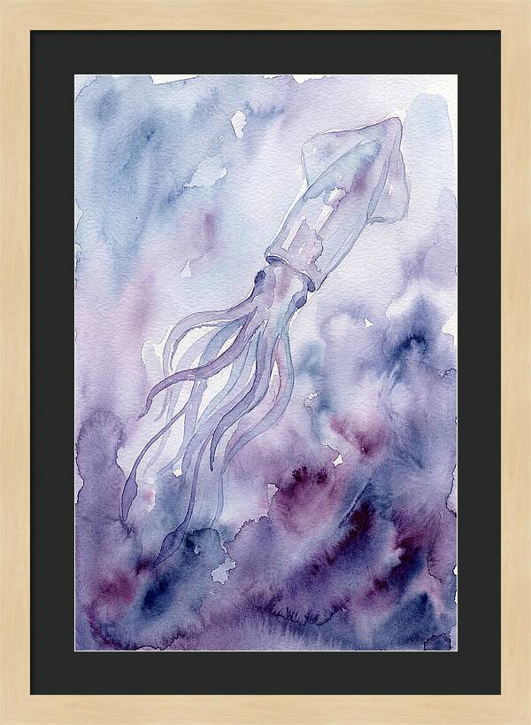 Squid Swimming Through Watercolors