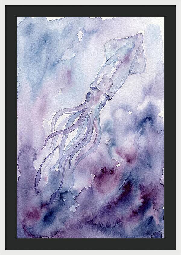 Squid Swimming Through Watercolors