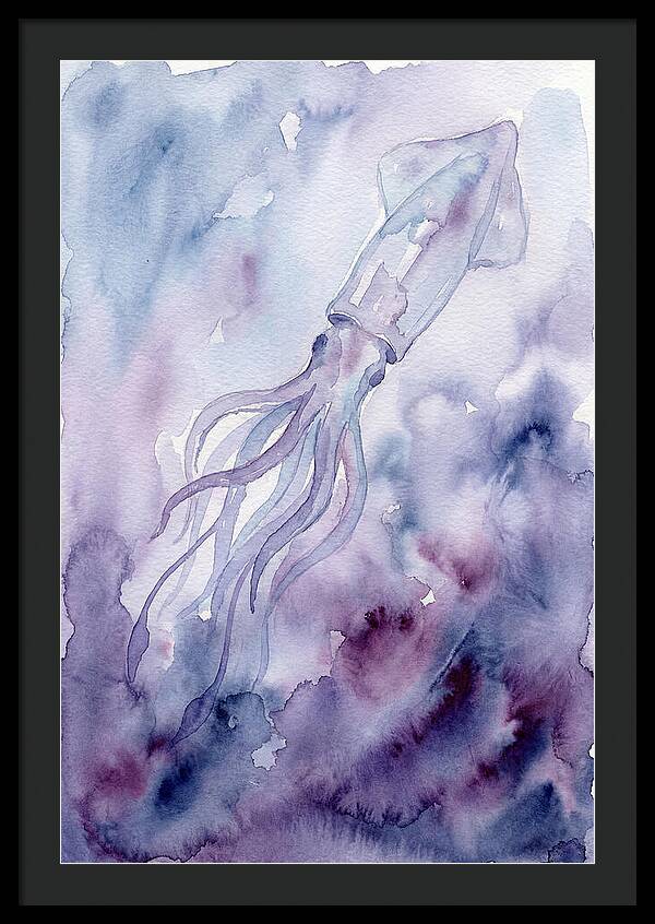 Squid Swimming Through Watercolors