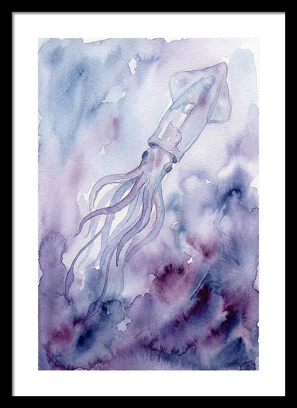 Squid Swimming Through Watercolors