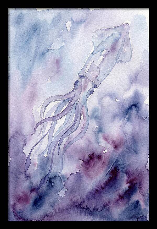 Squid Swimming Through Watercolors