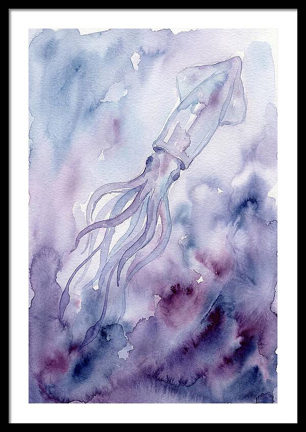 Squid Swimming Through Watercolors