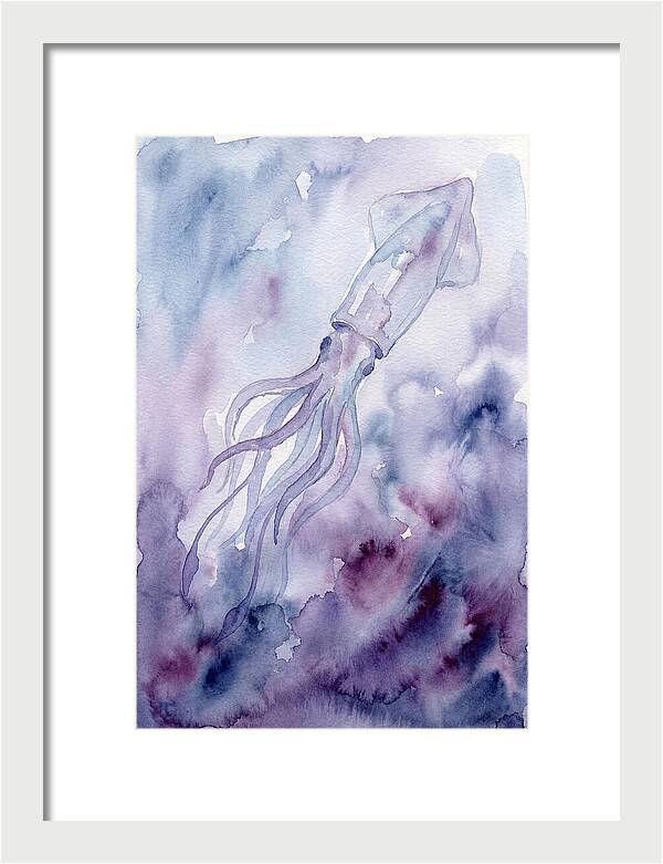 Squid Swimming Through Watercolors